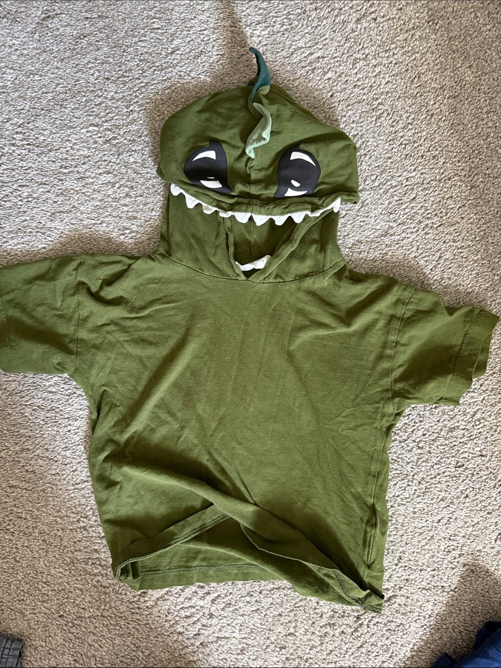H&M Olive Green Dino Hooded Tee with Spike Detail